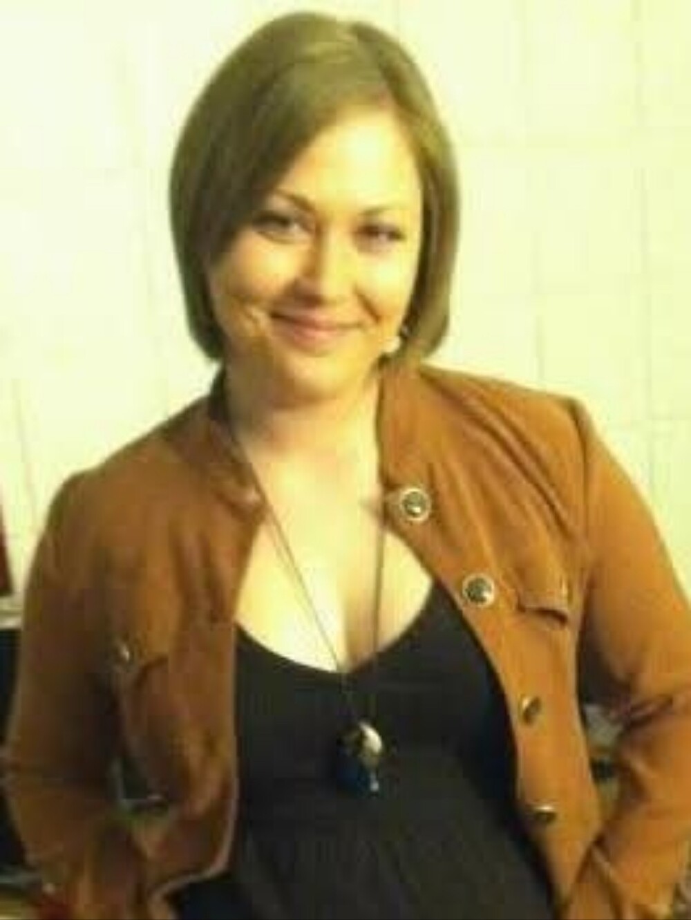 Donna Morgan Camel Brown Stand Collar Button up Blazer Jacket - Picture 8 of 8